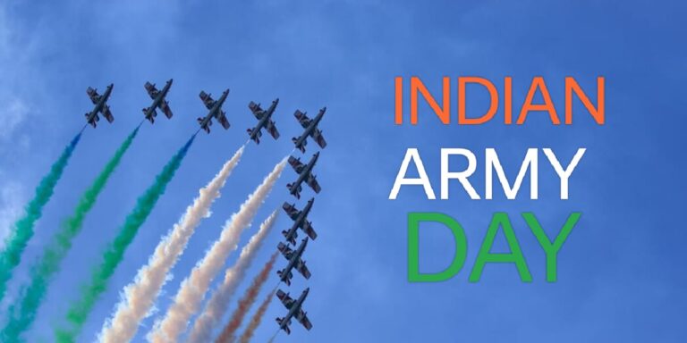 aeroplanes are flying in sky on celebration of Indian Army Day 2024